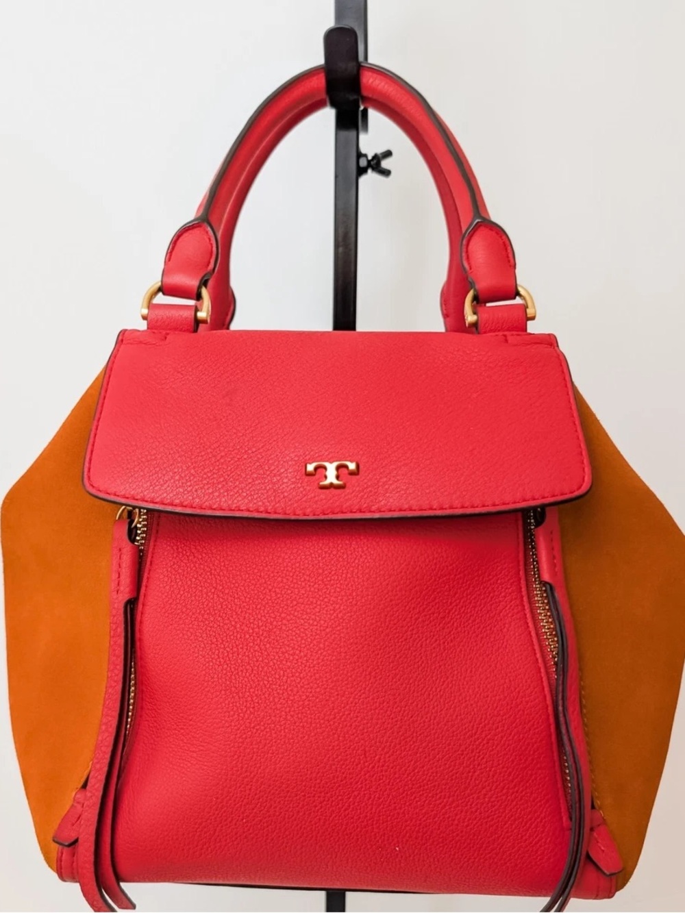 Tory Burch half mooon suede/leather crossbody purse
